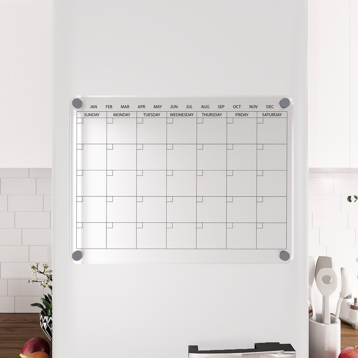 Magnetic Acrylic Fridge Calendar: Personalized Dry Erase Kitchen Board
