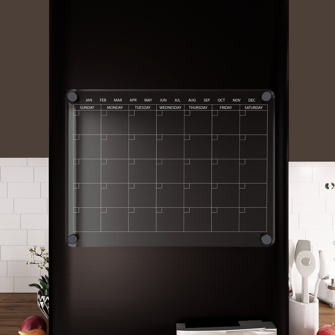 Magnetic Acrylic Fridge Calendar: Personalized Dry Erase Kitchen Board