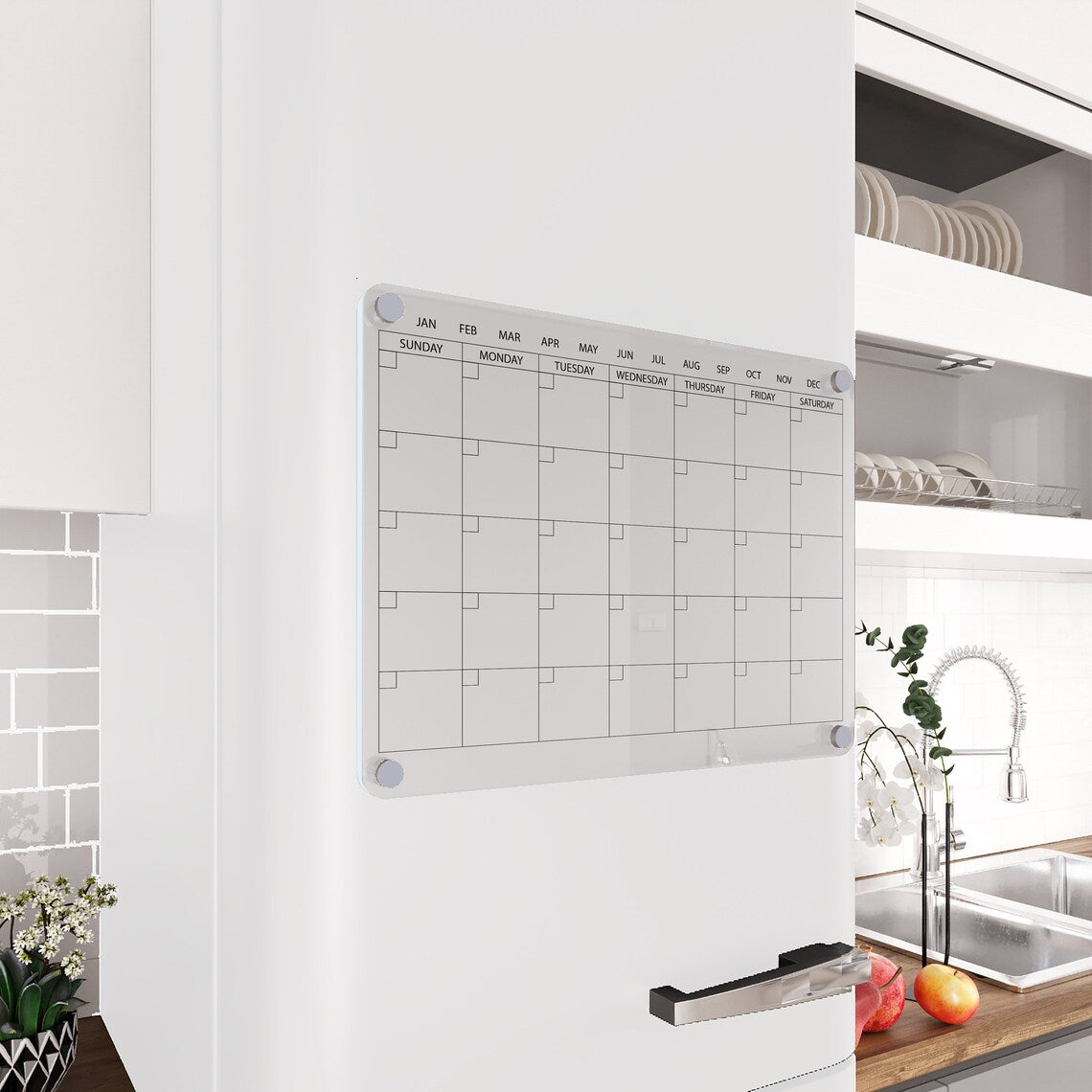 Magnetic Acrylic Fridge Calendar: Personalized Dry Erase Kitchen Board