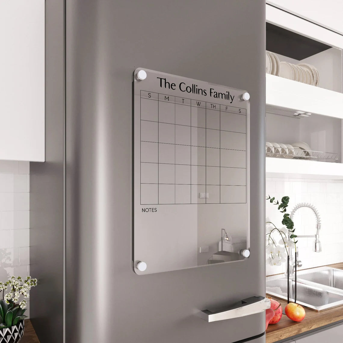 Magnetic Acrylic Fridge Calendar: Personalized Family Menu Board
