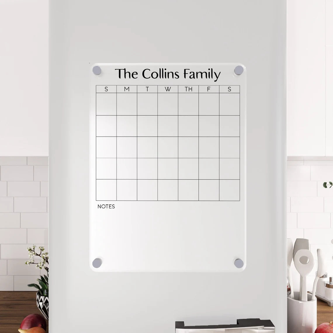 Magnetic Acrylic Fridge Calendar: Personalized Family Menu Board