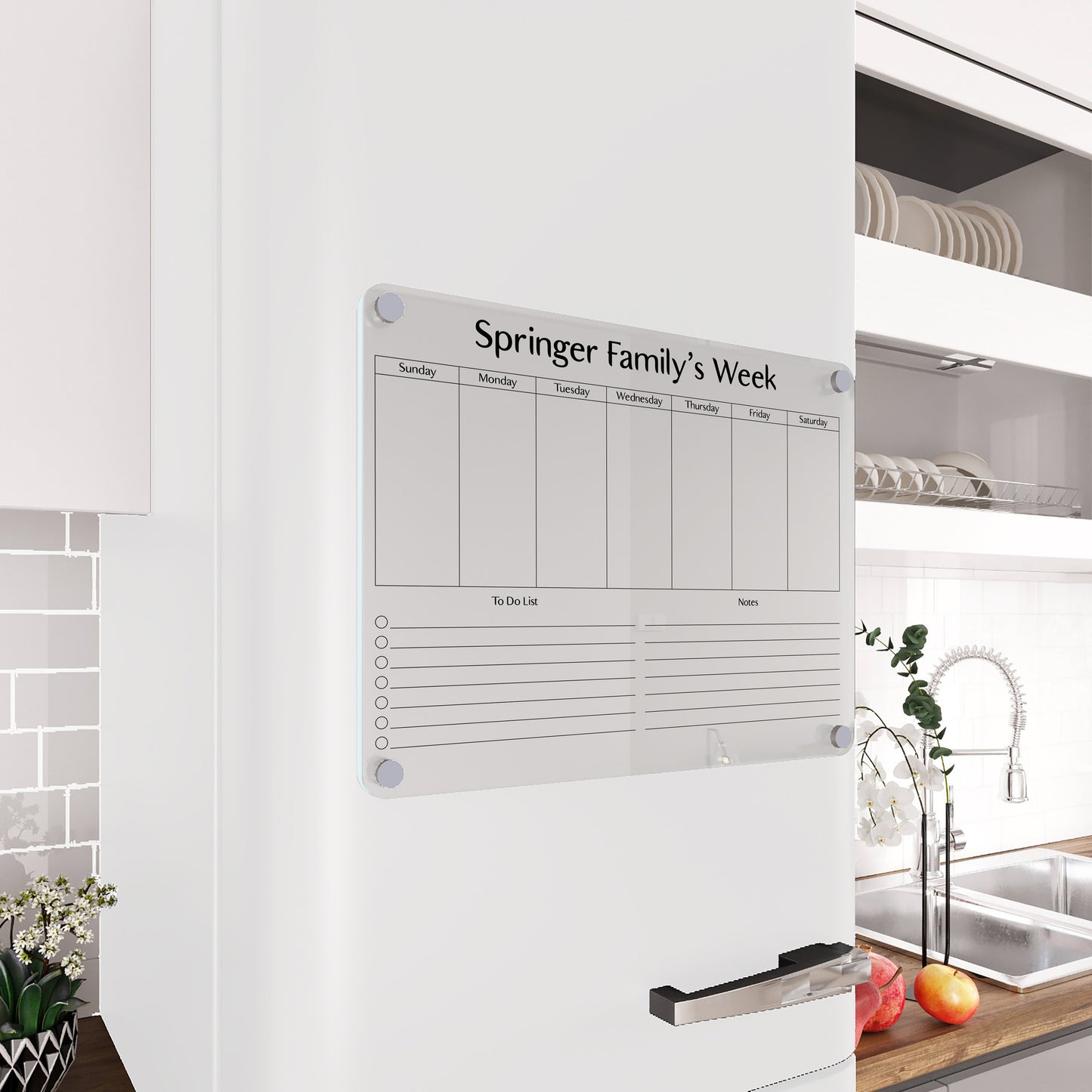 Personalized Acrylic Magnetic Fridge Calendar: Family Weekly Planner