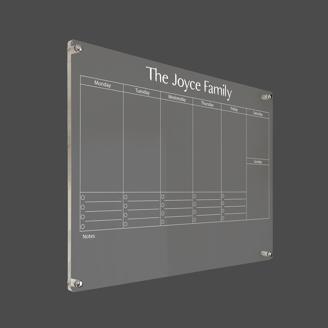 Personalized Acrylic Weekly Wall Calendar: Family Command Center