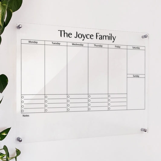 Personalized Acrylic Weekly Wall Calendar: Family Command Center