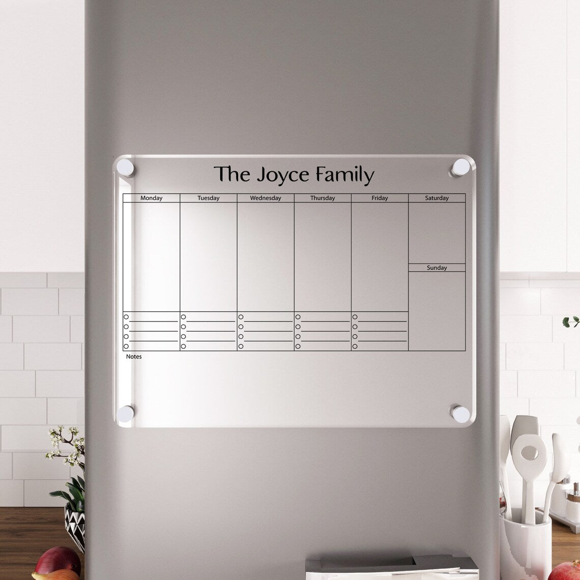 Personalized Acrylic Magnetic Fridge Calendar: Weekly Family Planner