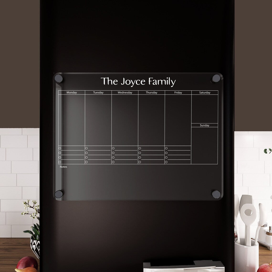 Personalized Acrylic Magnetic Fridge Calendar: Weekly Family Planner