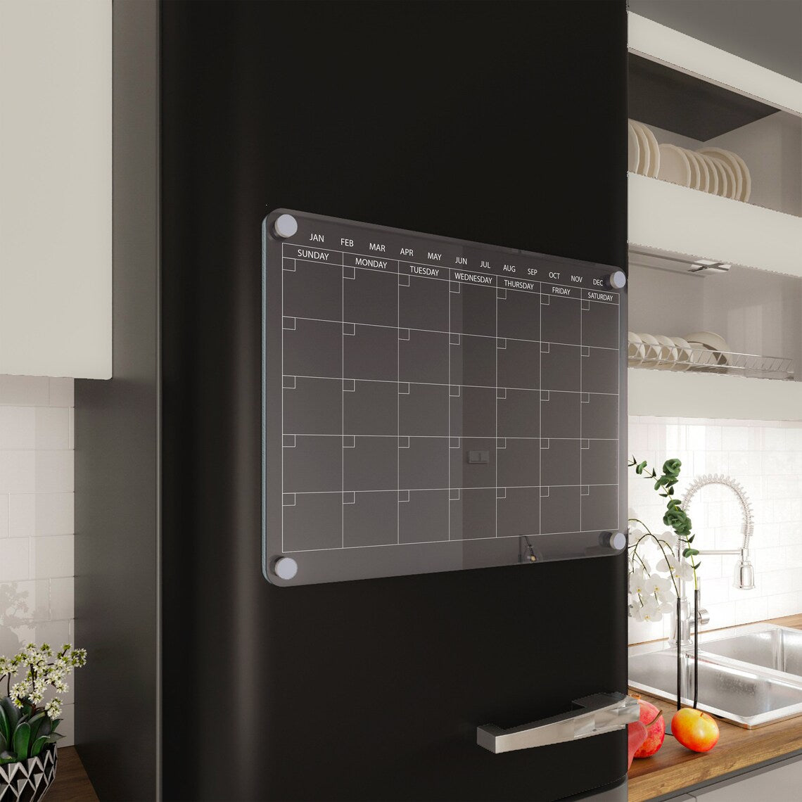 Magnetic Acrylic Fridge Calendar: Personalized Dry Erase Kitchen Board