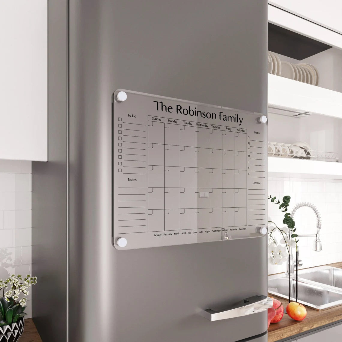 Custom Acrylic Fridge Calendar: Magnetic Dry Erase Family Planner