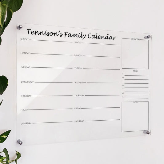Personalized Acrylic Wall Calendar: Family Command Center