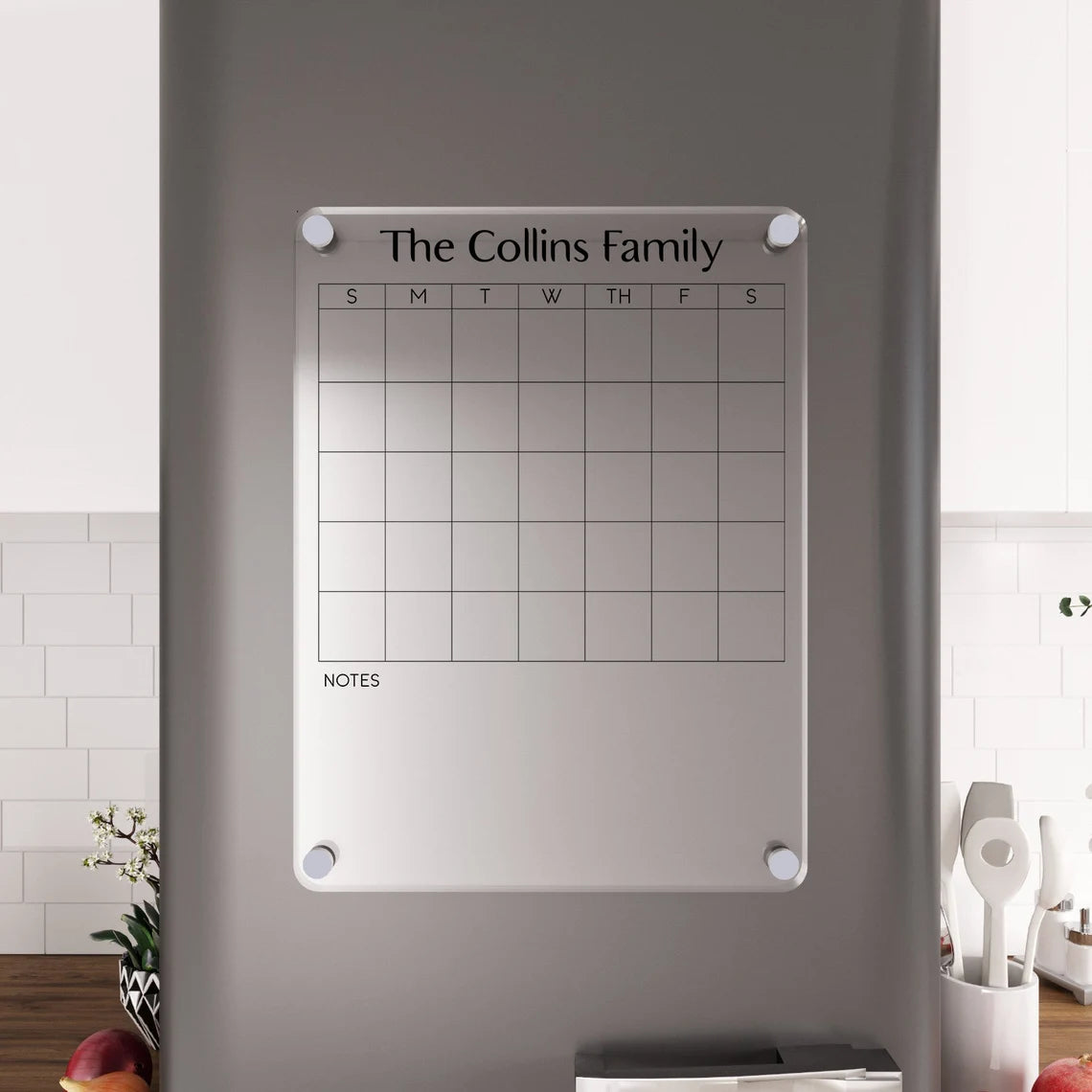 Magnetic Acrylic Fridge Calendar: Personalized Family Menu Board