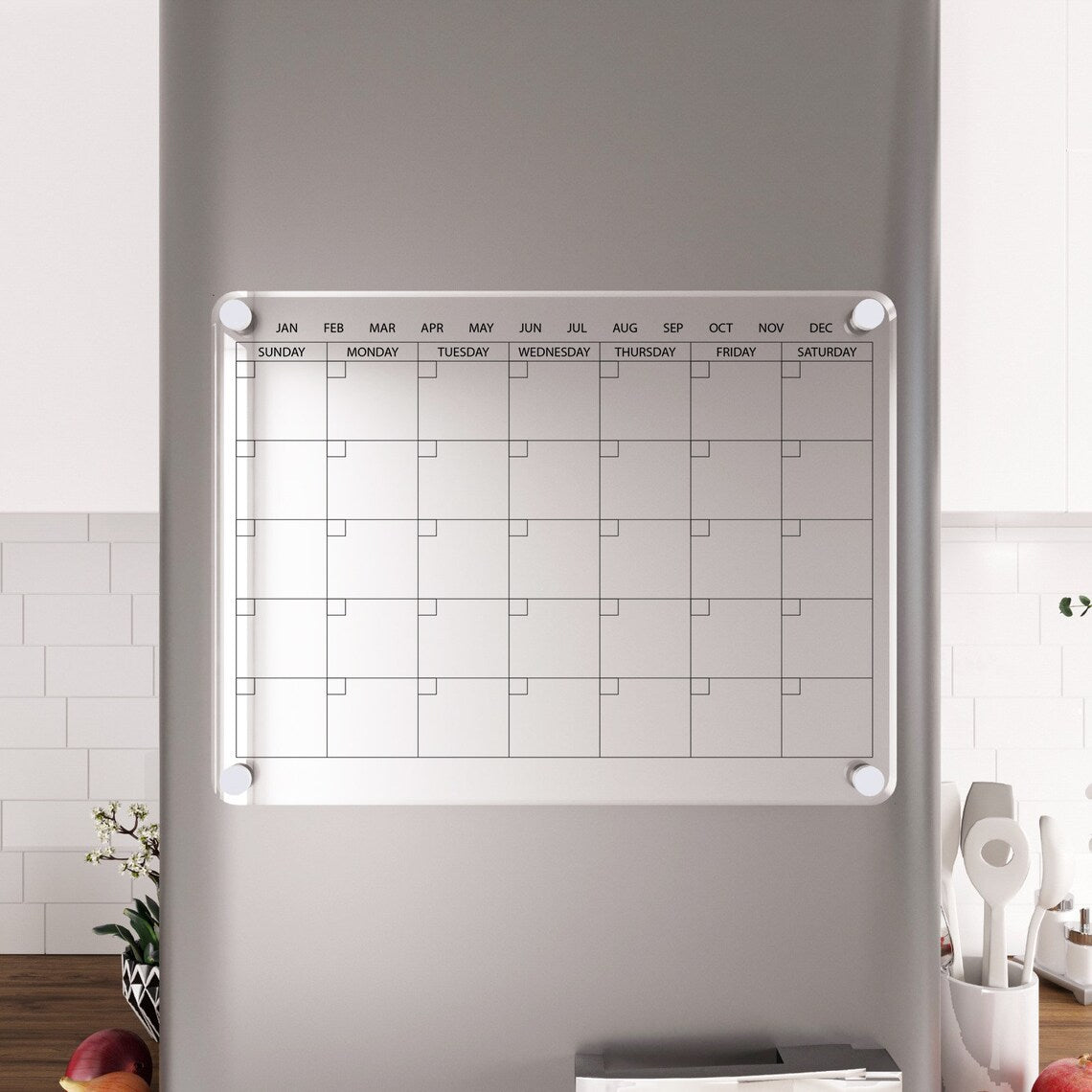 Magnetic Acrylic Fridge Calendar: Personalized Dry Erase Kitchen Board