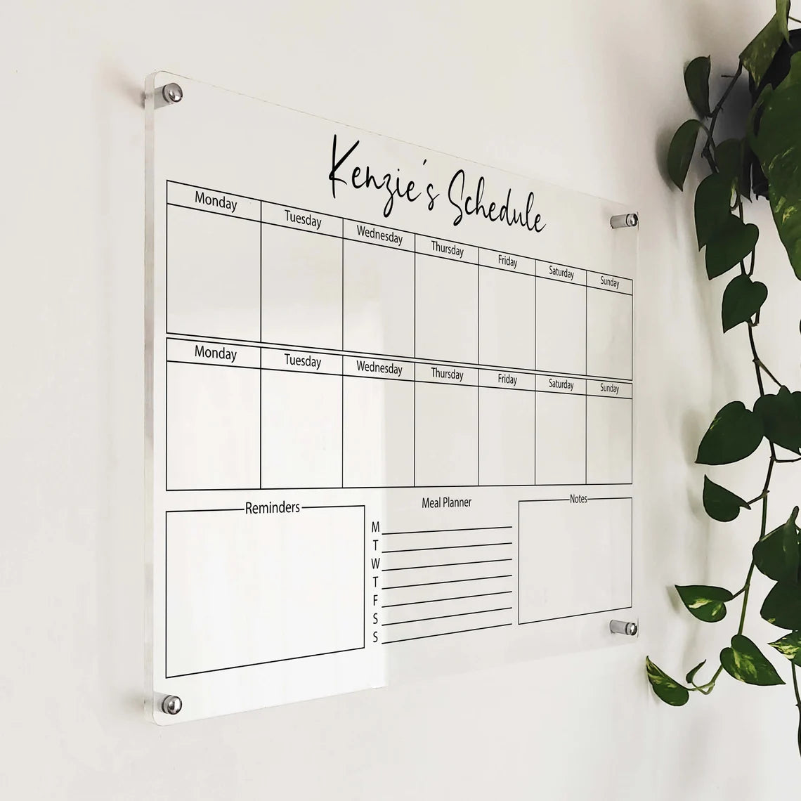 Personalized Acrylic Wall Calendar Customizable Weekly Monthly & Yearly Planner Dry Erase Family Calendar Office Decor Wall Hanging