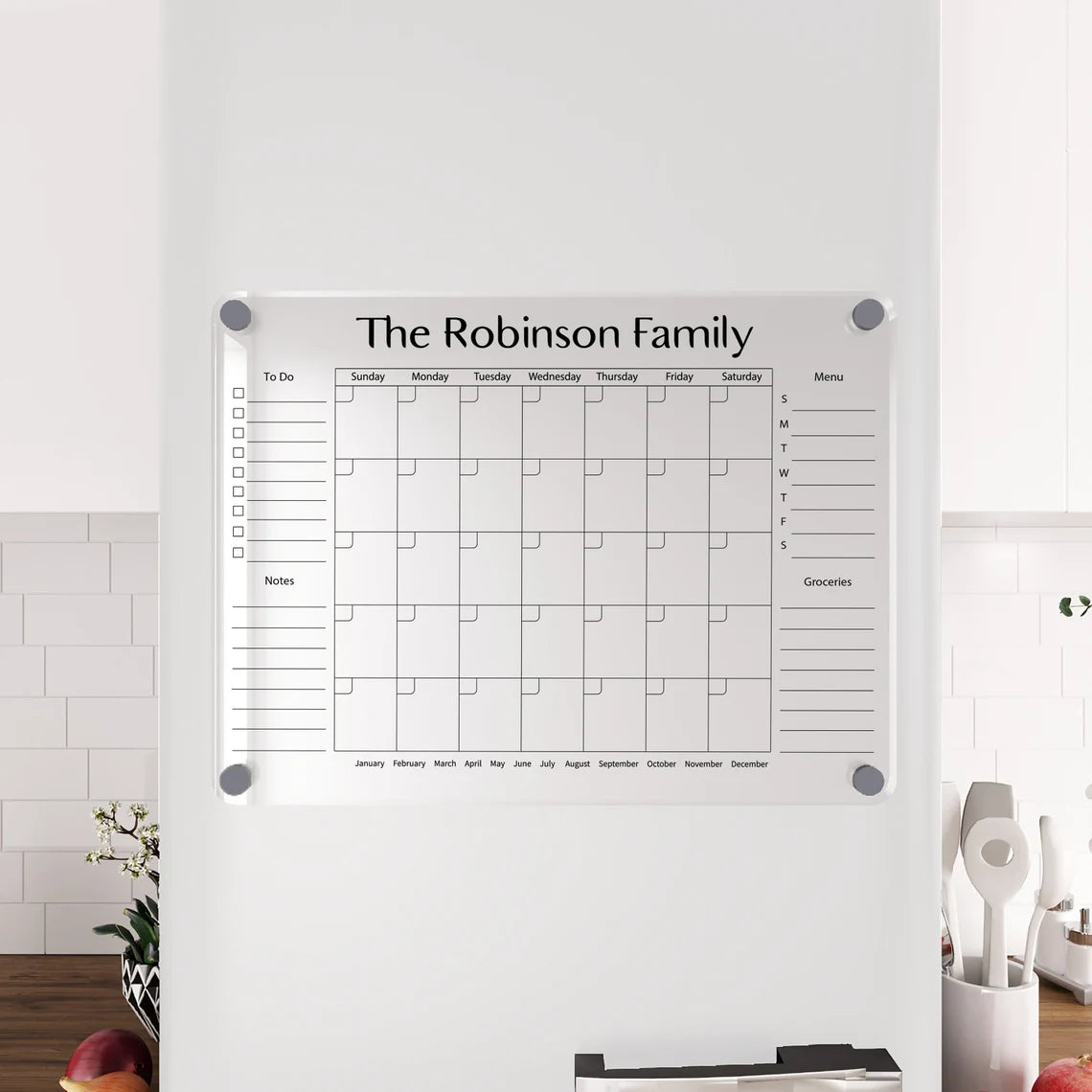 Custom Acrylic Fridge Calendar: Magnetic Dry Erase Family Planner