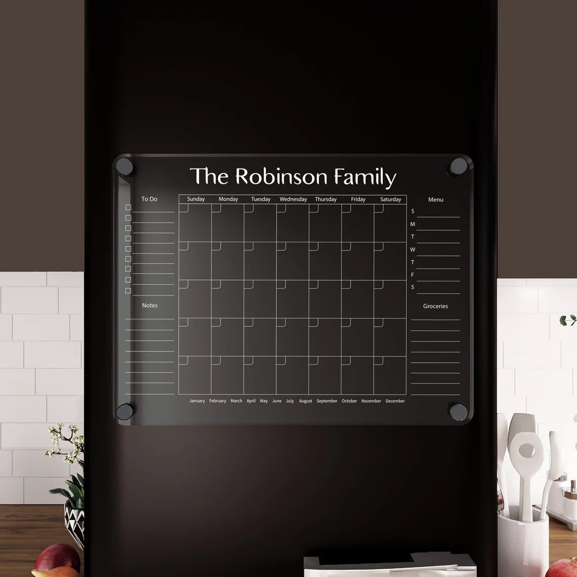 Custom Acrylic Fridge Calendar: Magnetic Dry Erase Family Planner