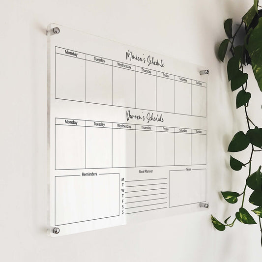 Personalized Acrylic Weekly Wall Calendar: Dry Erase Family Planner