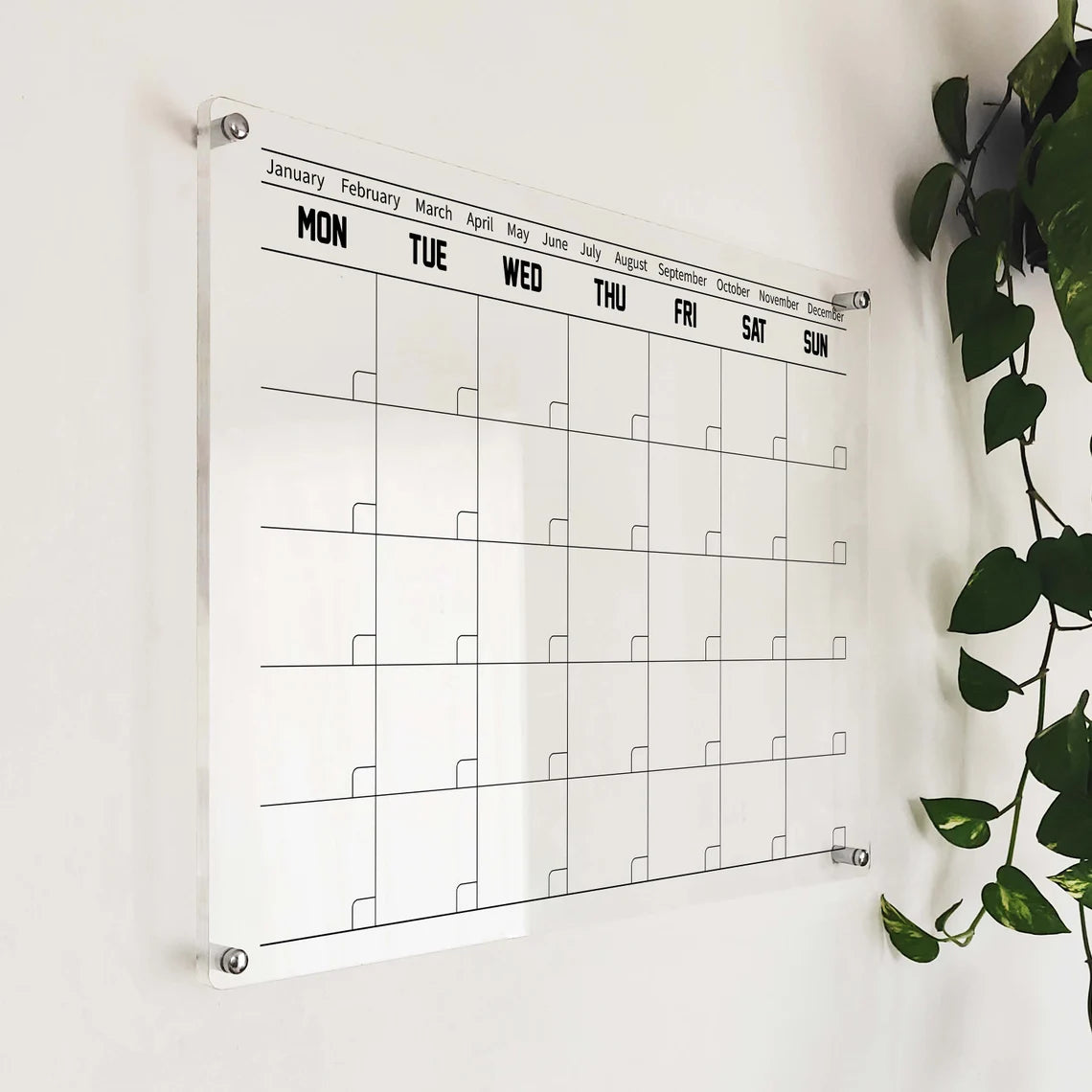 Personalized Acrylic Weekly Calendar: Modern Dry Erase Wall Board