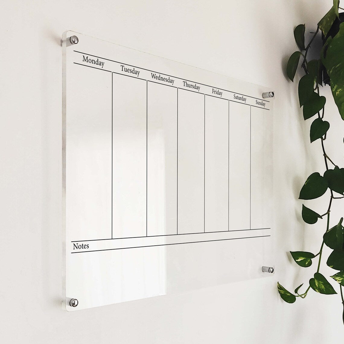 Minimalist Acrylic Weekly Planner: Dry Erase Wall Calendar
