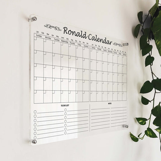 Personalized Acrylic Wall Calendar: Family Command Center, Dry Erase