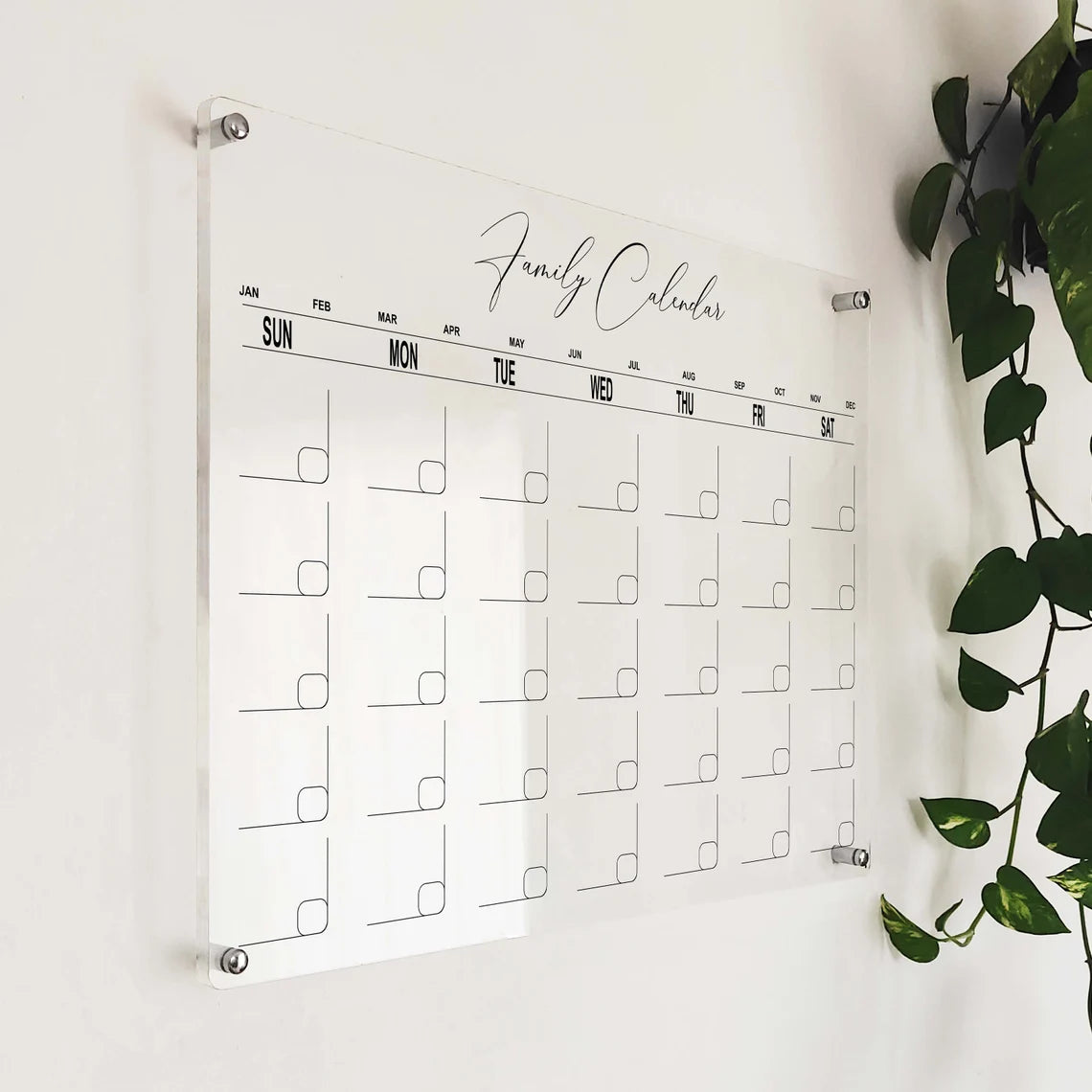 Large Acrylic Family Calendar: Personalized Dry Erase Wall Planner