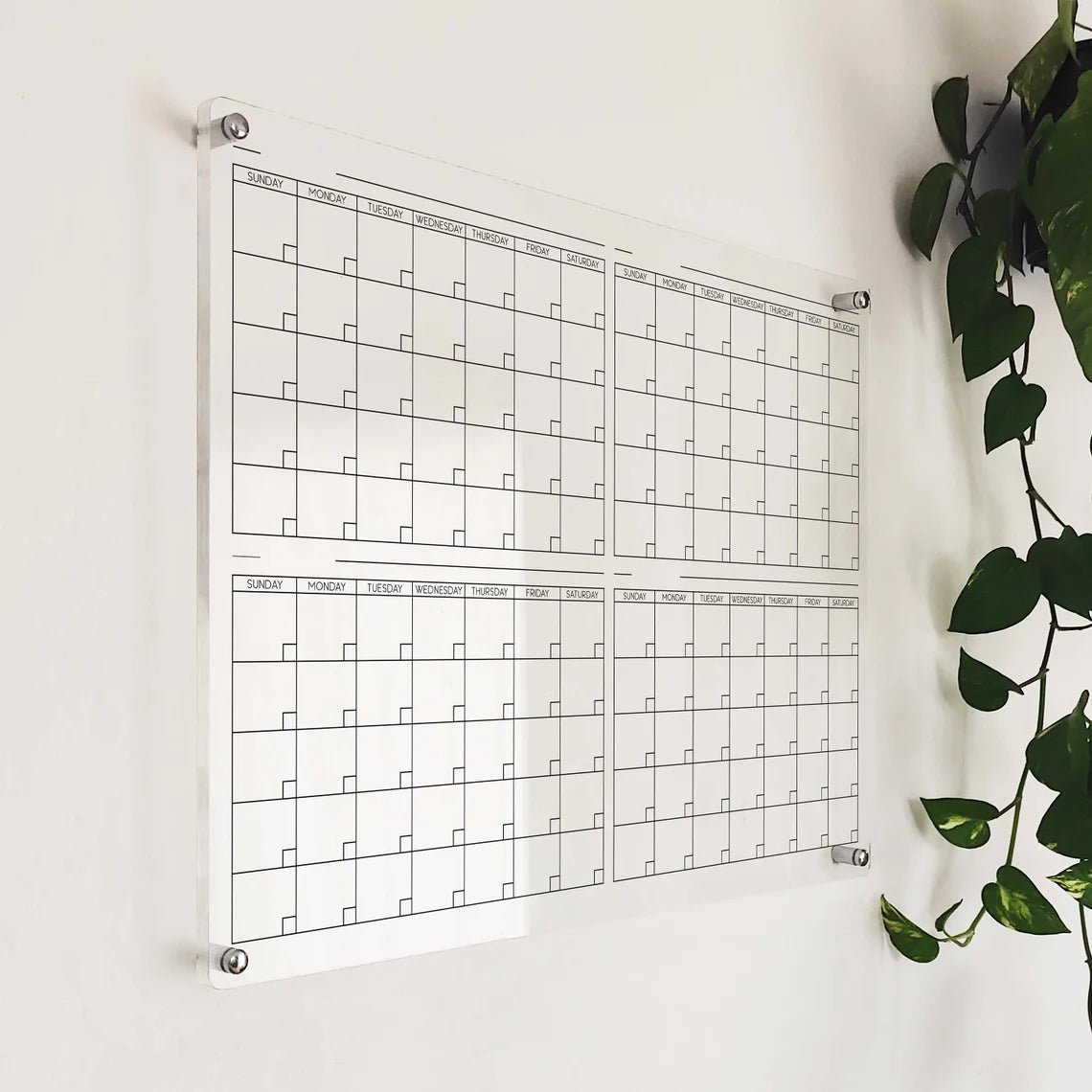 Custom Acrylic Wall Calendar: Dry Erase Family Planner