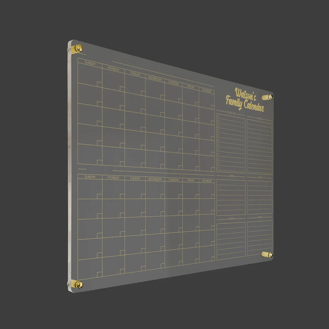 Personalized Acrylic Family Wall Calendar: Monthly & Weekly Planner
