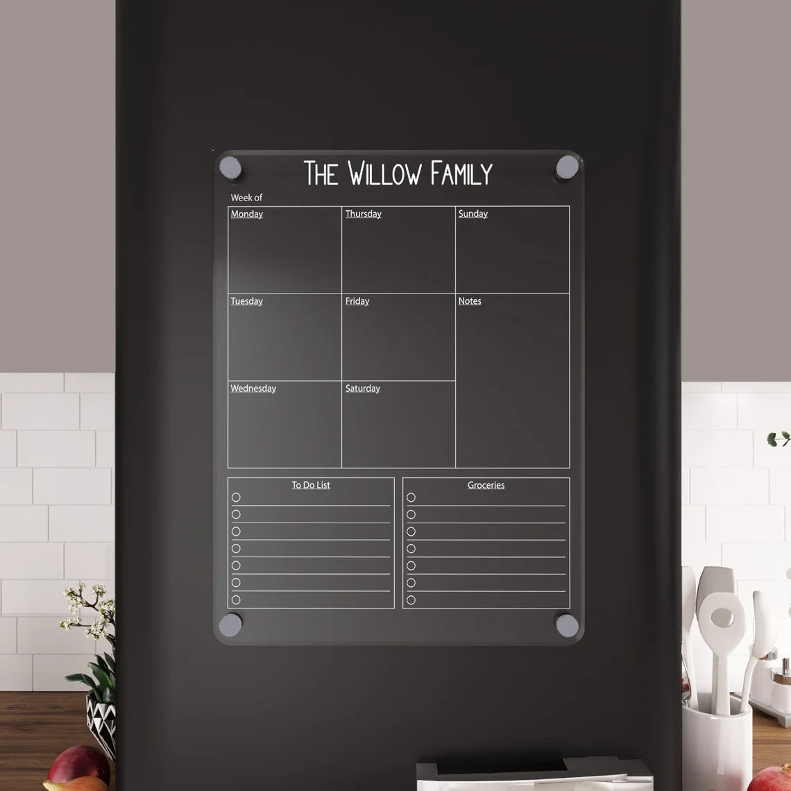 Personalized Acrylic Magnetic Fridge Calendar: Weekly Family Planner