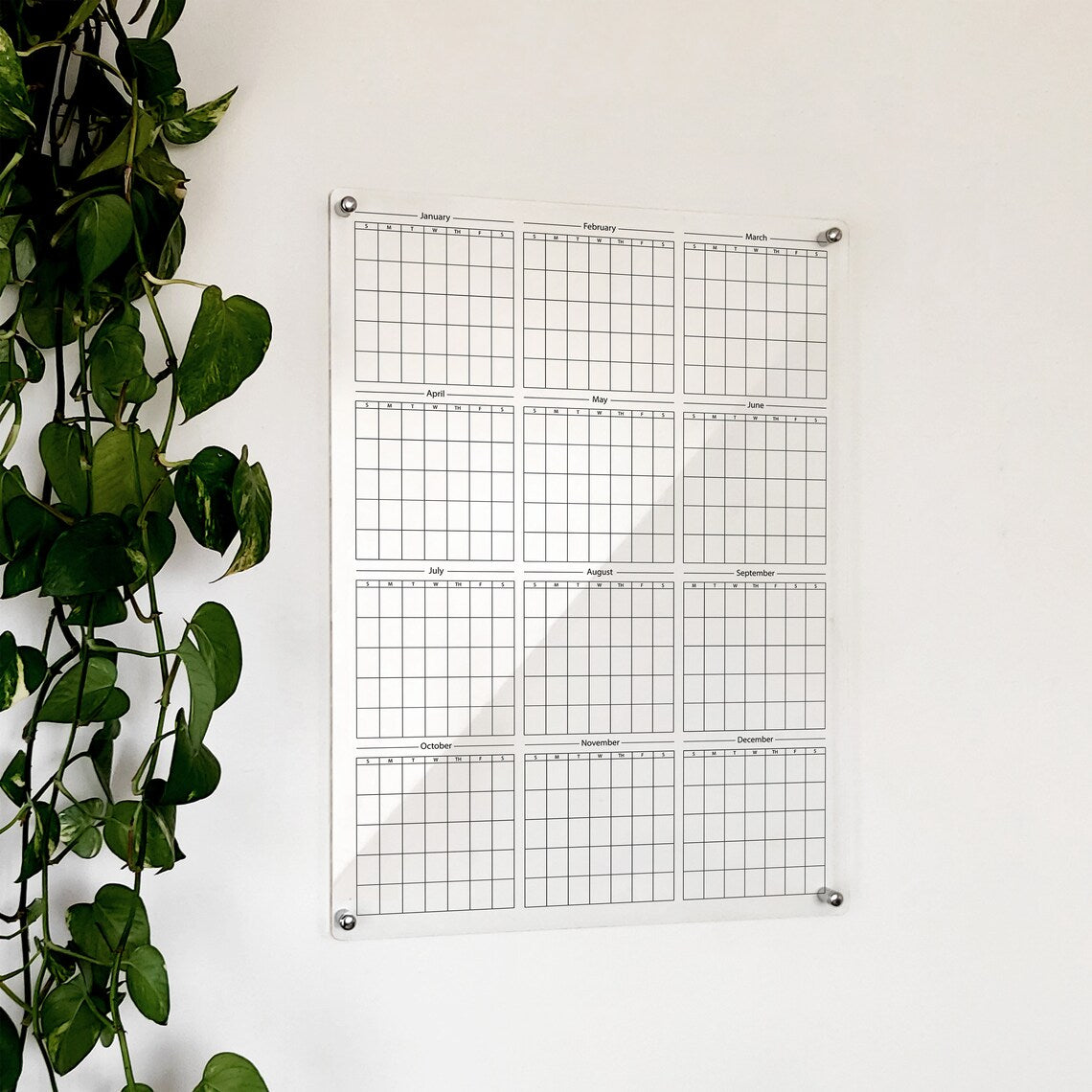 Large Acrylic Wall Calendar: Office Decor Dry Erase Board