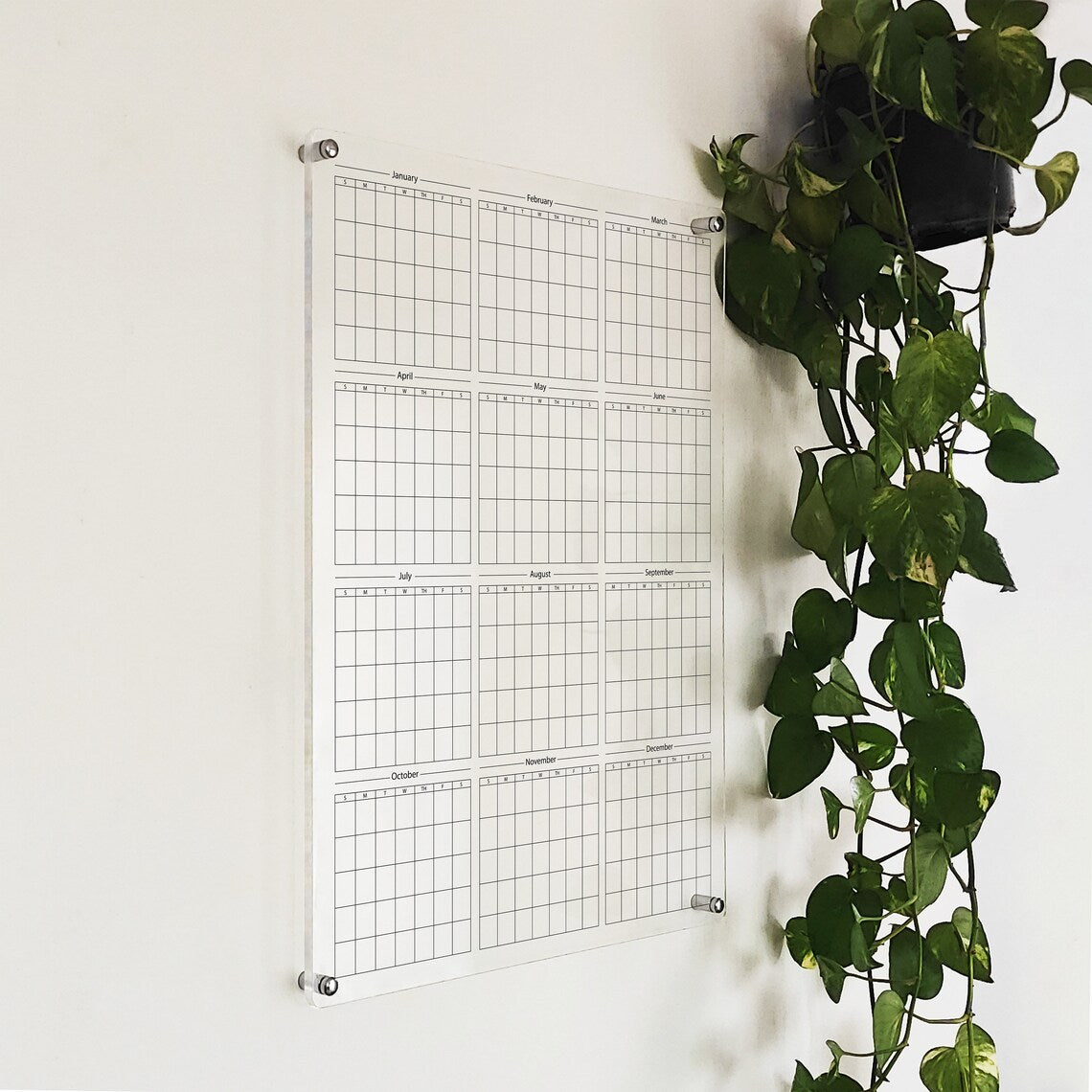 Large Acrylic Wall Calendar: Office Decor Dry Erase Board