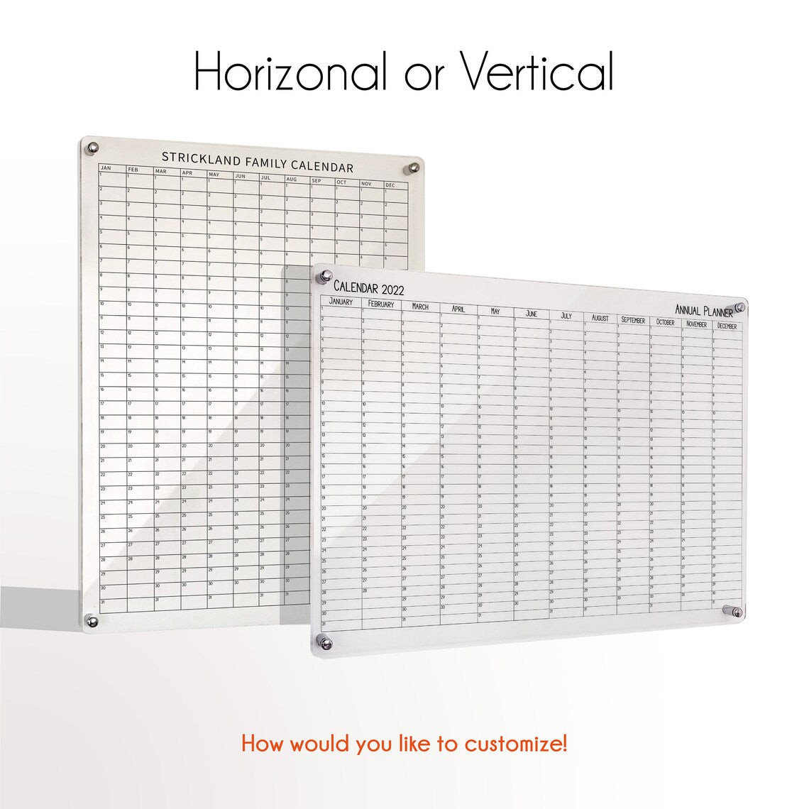 Large Acrylic Wall Calendar: Office Decor Dry Erase Board