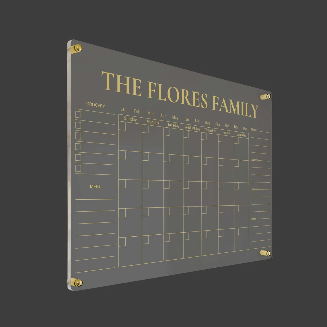 Personalized Acrylic Wall Calendar: Erasable Family Monthly Planner