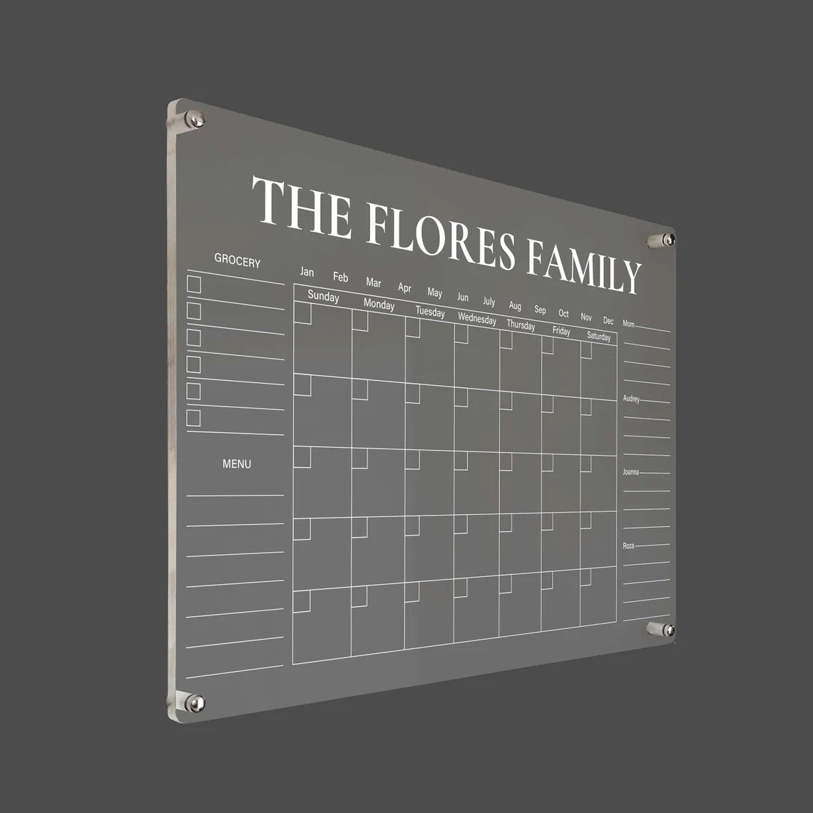 Personalized Acrylic Wall Calendar: Erasable Family Monthly Planner