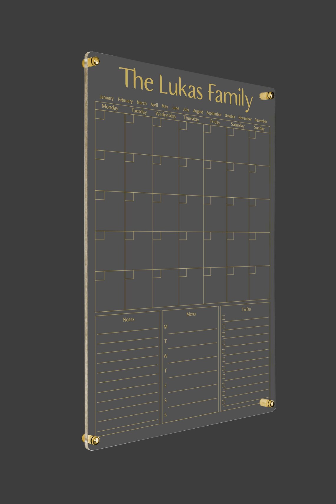 Personalized Acrylic Wall Calendar: Family Monthly Planner, Dry Erase Board