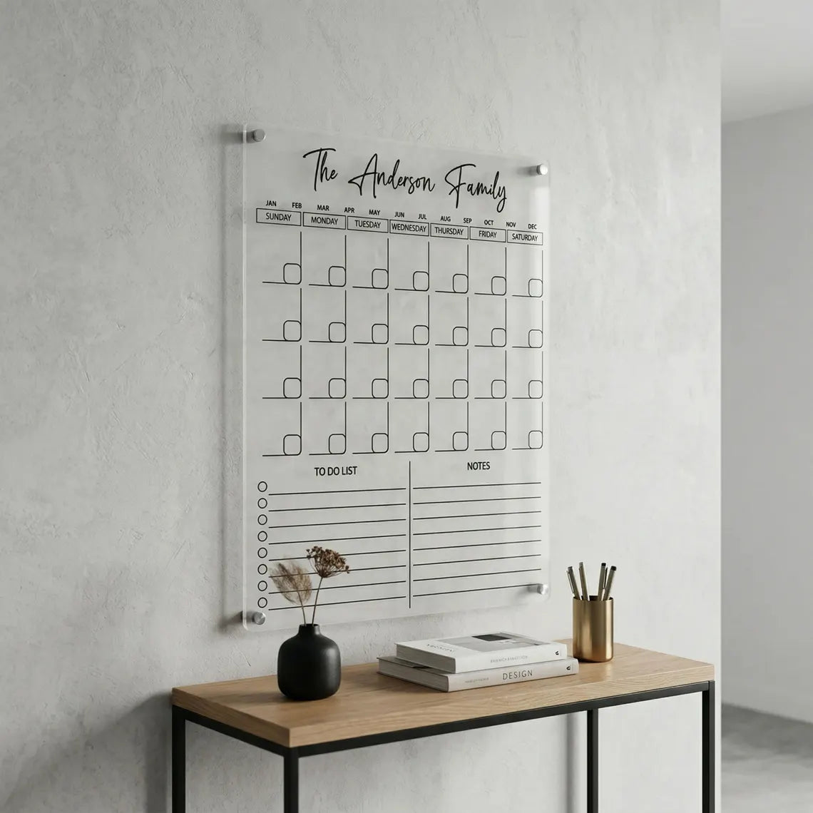Acrylic Calendar Family Planner Custom Wall Calendar Personalized Housewarming Gift Dry Erase Monthly Planner Clear Acrylic Board for Wall