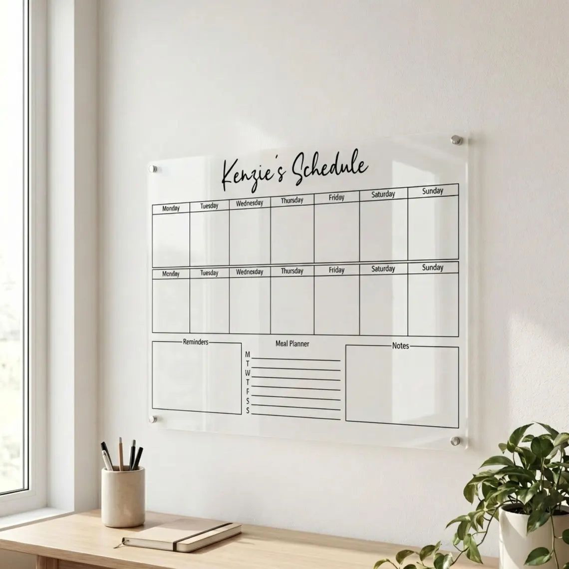 Personalized Acrylic Wall Calendar Customizable Weekly Monthly & Yearly Planner Dry Erase Family Calendar Office Decor Wall Hanging