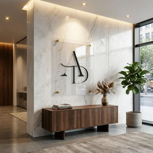 Real Estate Office Sign, Acrylic Logo Sign, Business Lobby Sign, Realtor Office Wall Decor, Company Branding