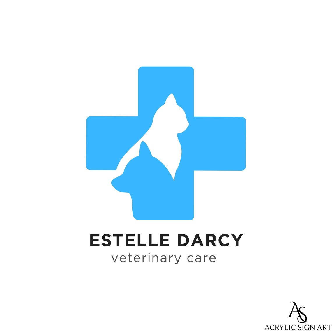 Veterinary Clinic Logo Sign Custom Acrylic | Modern Vet Practice Wall Branding | Pet Care Office Display