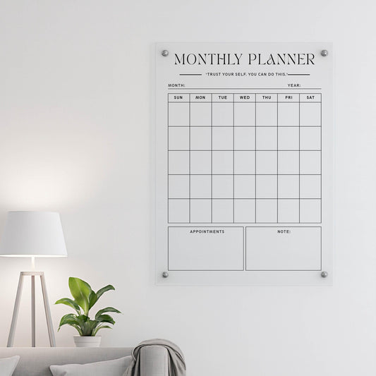 Custom Acrylic Monthly Calendar | Dry Erase Family Planner, Whiteboard Planner